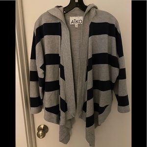 Atko hooded cardigan striped cardigan